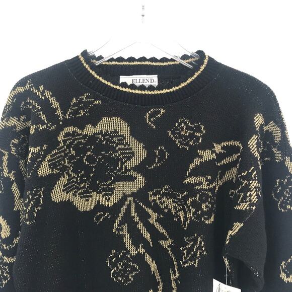 Ellen D. Vintage‎ Womens Sweater Floral Gold M USA - Picture 3 of 9